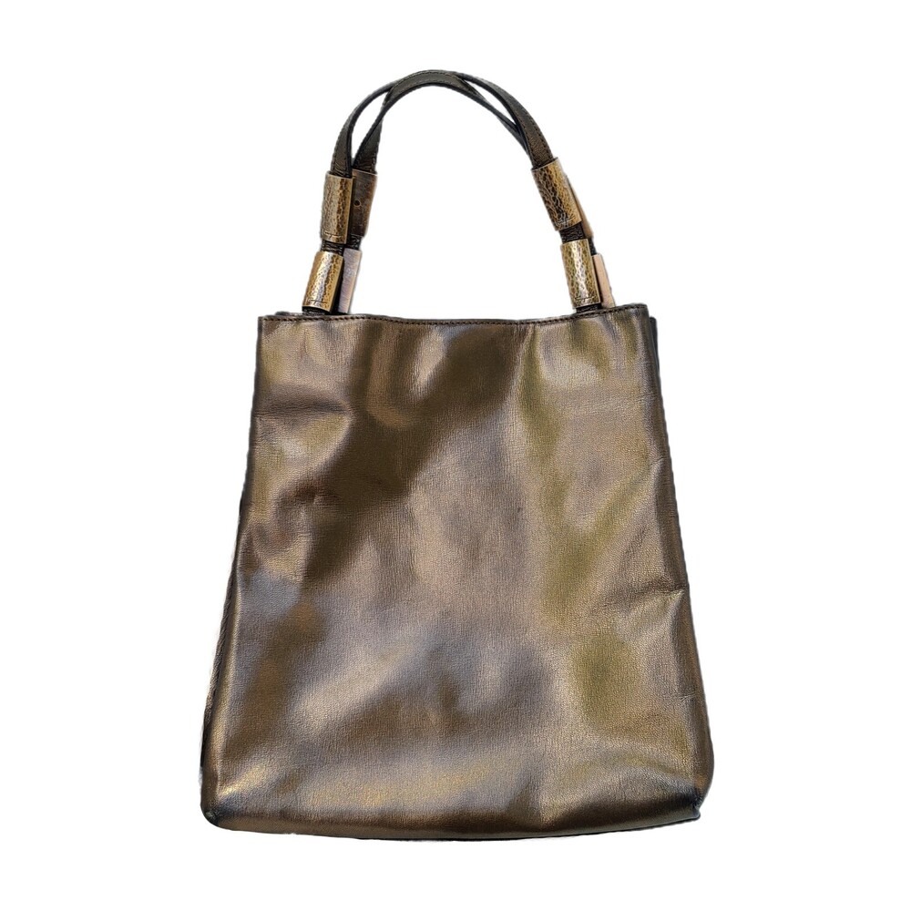 Salvatore Ferragamo >RARE< Bronze Metallic Leather Hand Bag, Authentic, VGUC